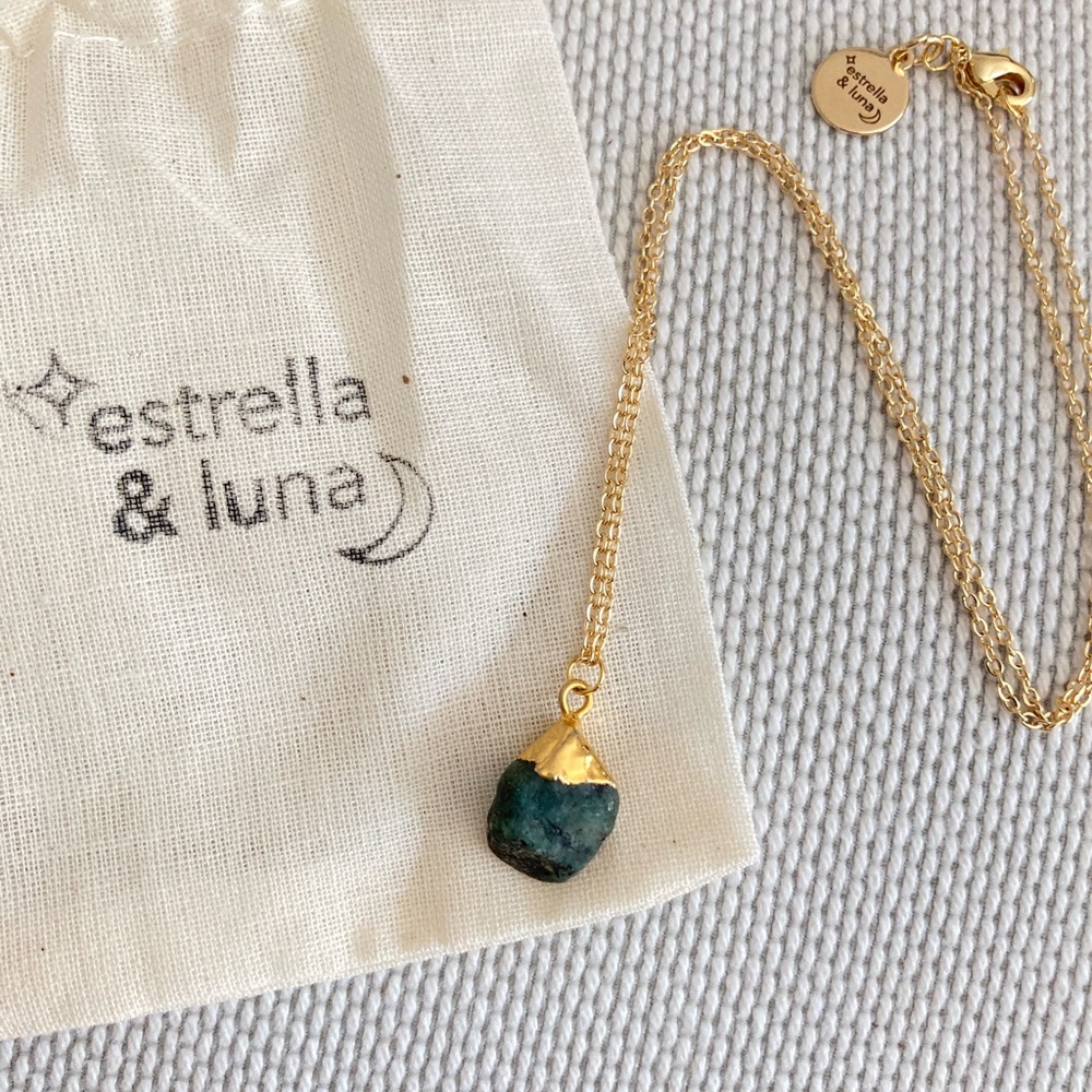 Raw Emerald Gemstone Necklace